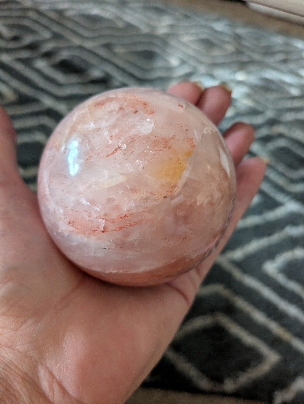 Rose Quartz Crystal Sphere - Picture 12 of 12